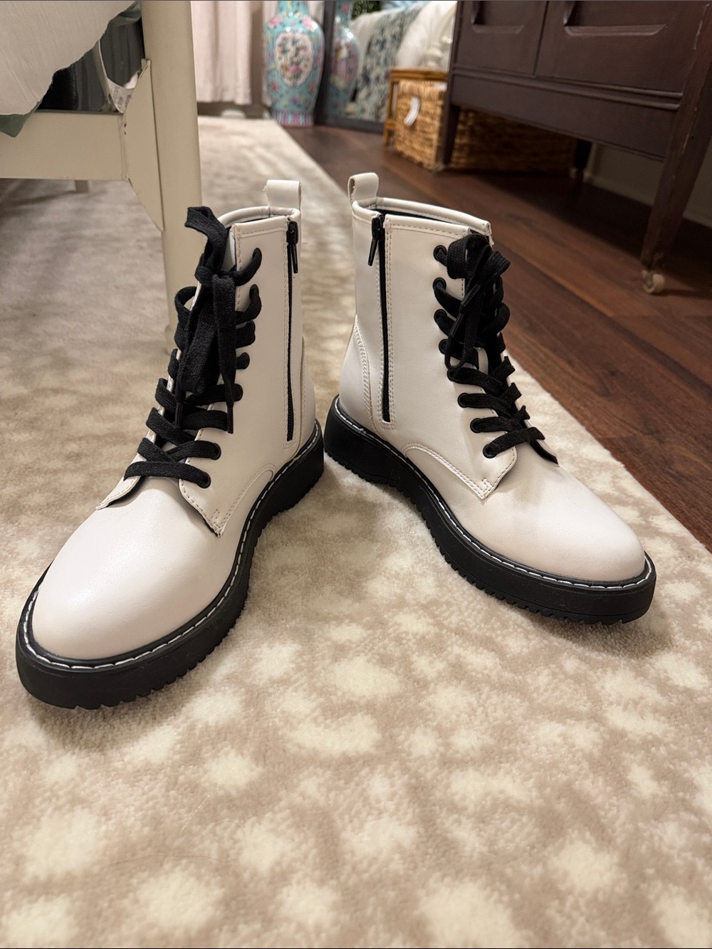 Madden Girl White Combat Boots